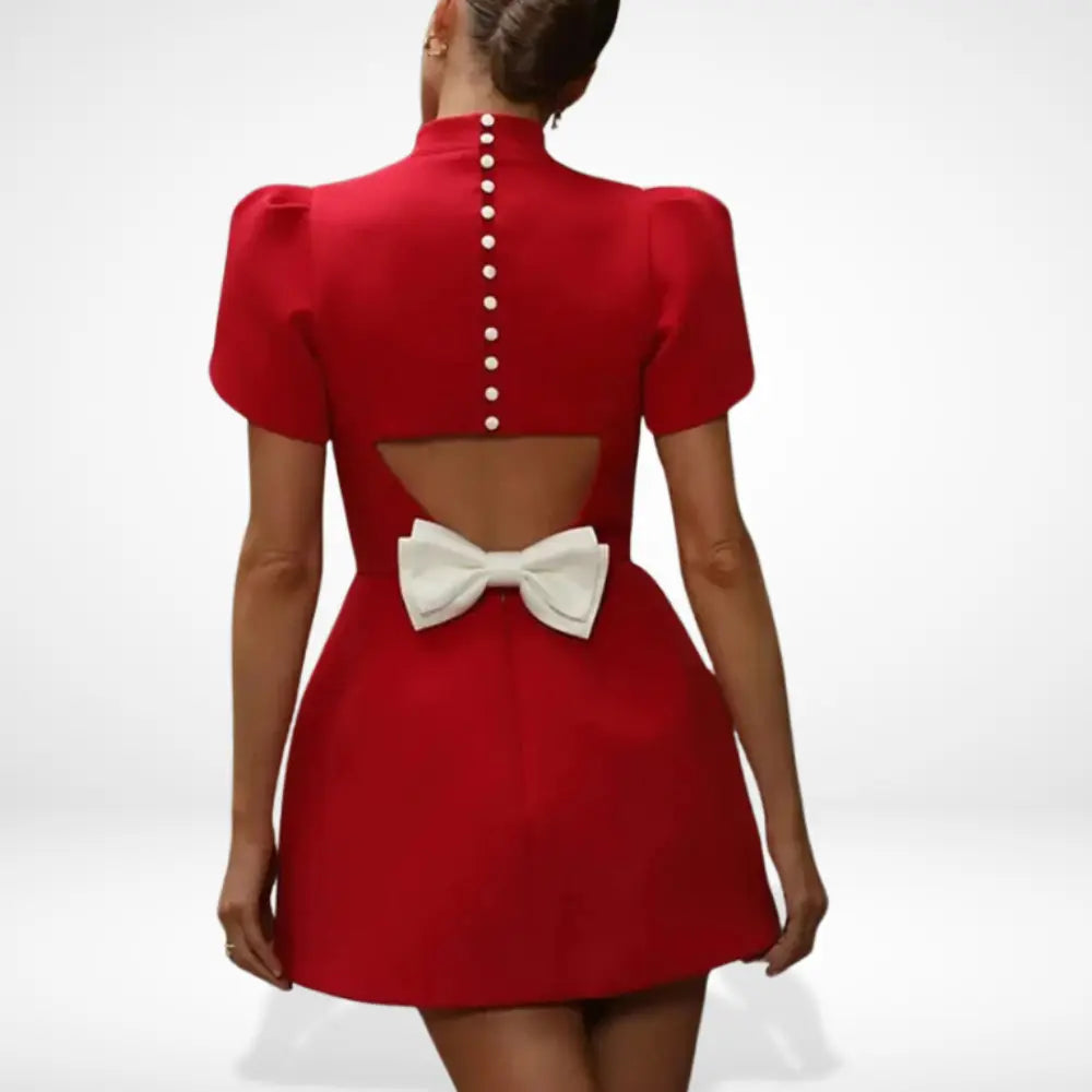 Figursyet cocktailkjole med puffærmer til kvinder – Bates