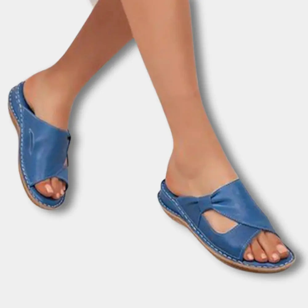 Udskårne slip-on sandaler med dekorativ sløjfedetalje til kvinder – Georgina
