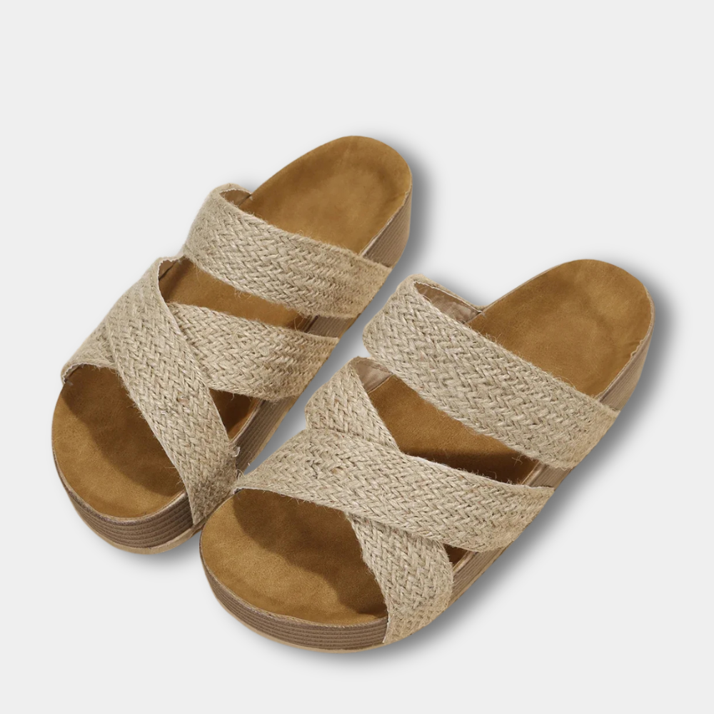 Slippers med flettede remme og plateau til kvinder – Sandy