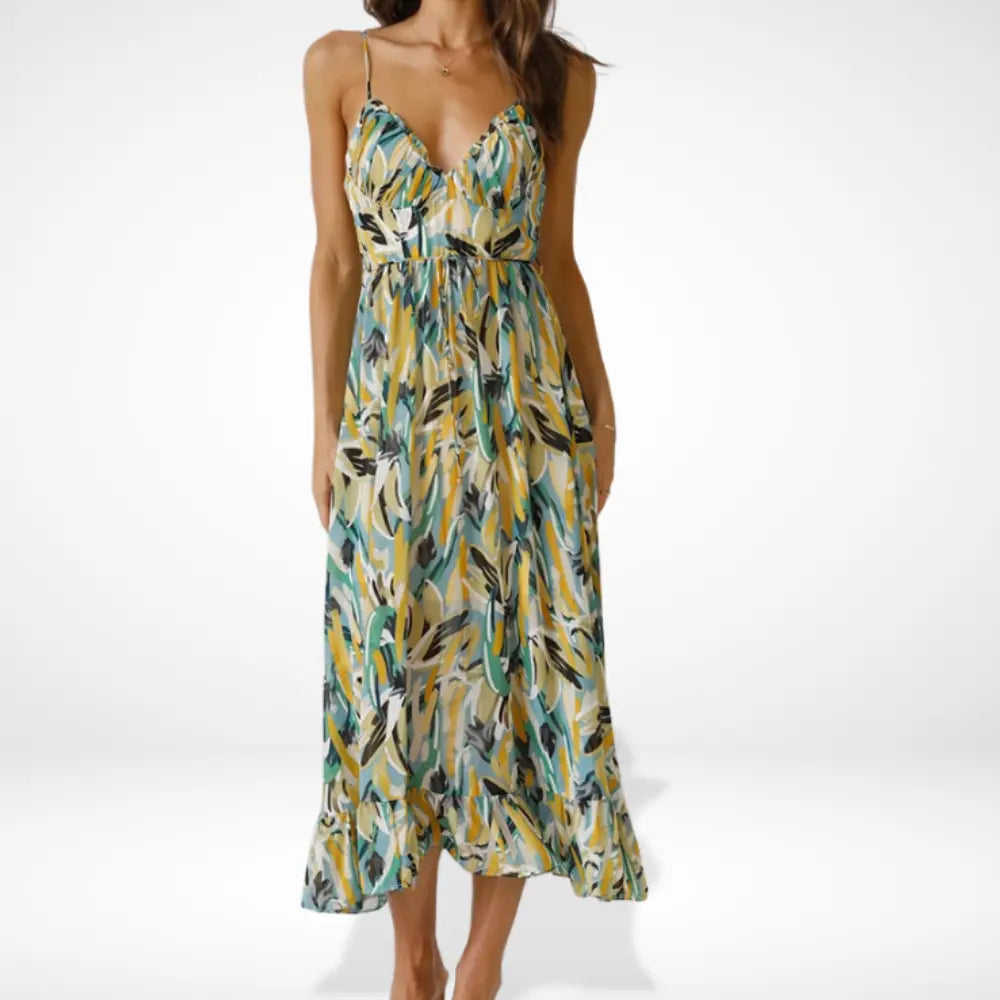 Sommerkjole med farverigt penselstrøgsmønster til kvinder – Lori