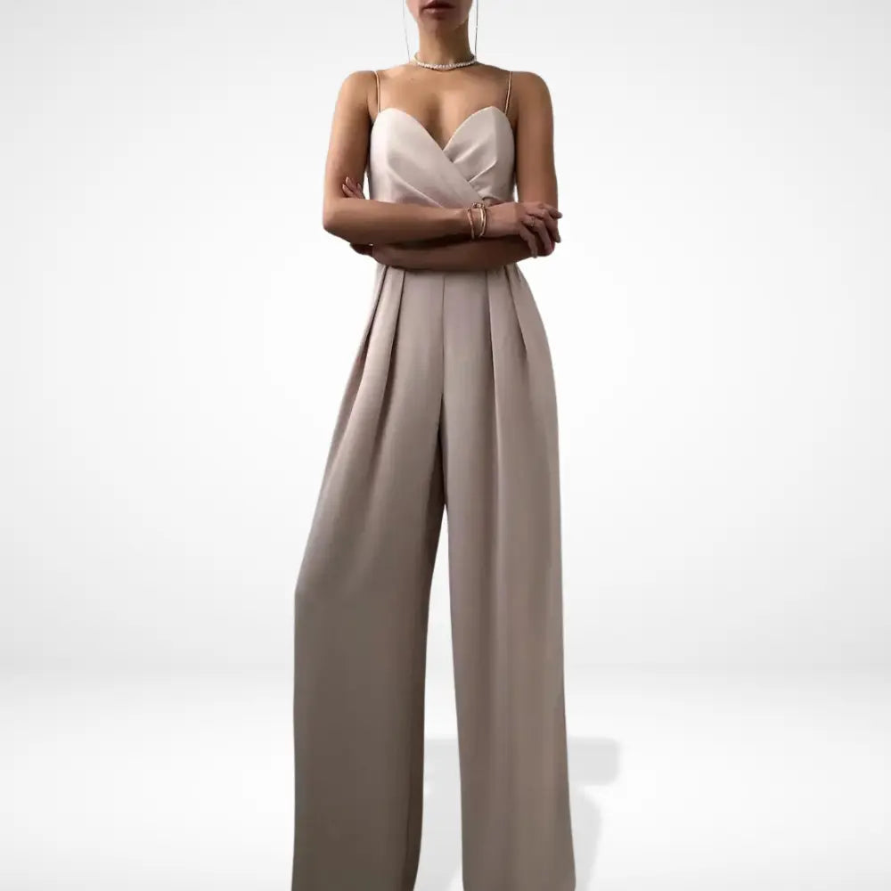 Jumpsuit med draperet overdel og vide bukseben til kvinder – Lindsay