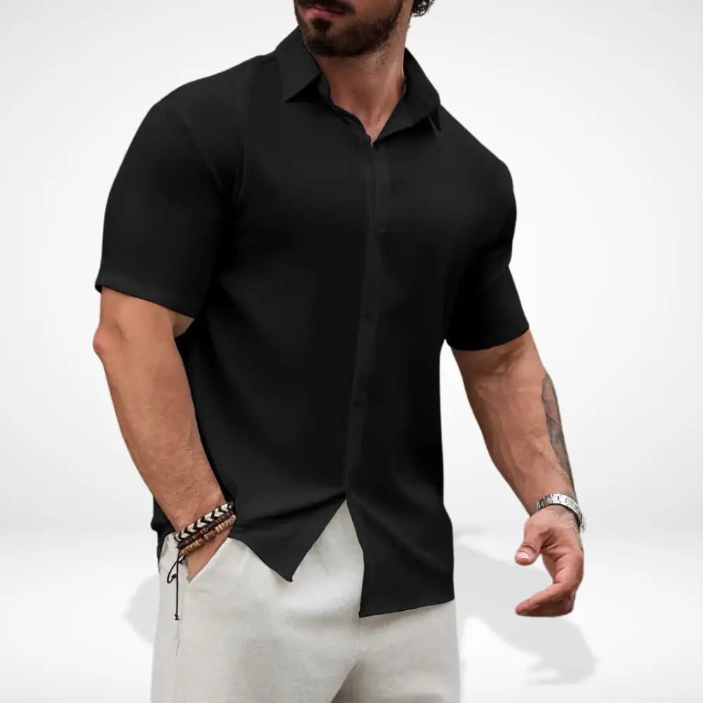 Kortærmet skjortebluse med klassisk krave til mænd – Edgardo