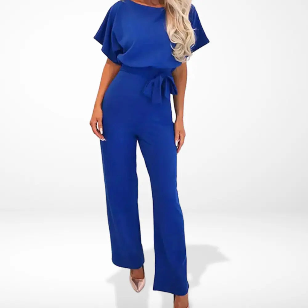 Jumpsuit med bindebælte og korte ærmer til kvinder – Luna
