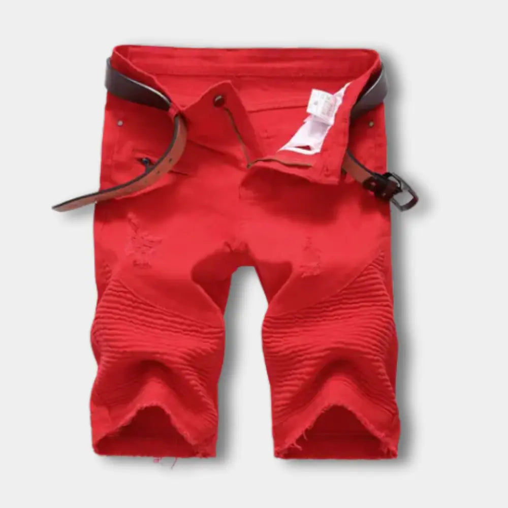 Knælange shorts med biker-detaljer til mænd – Beltran