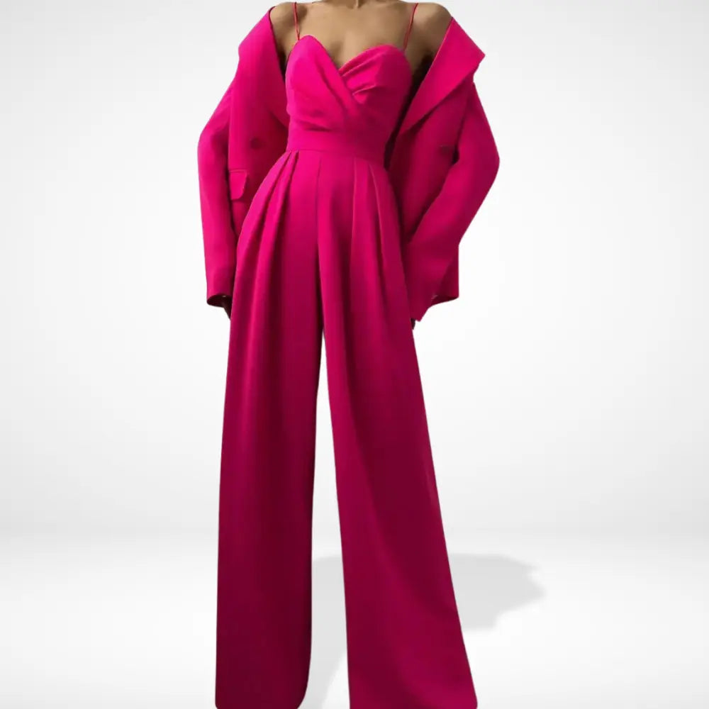 Jumpsuit med draperet overdel og vide bukseben til kvinder – Lindsay