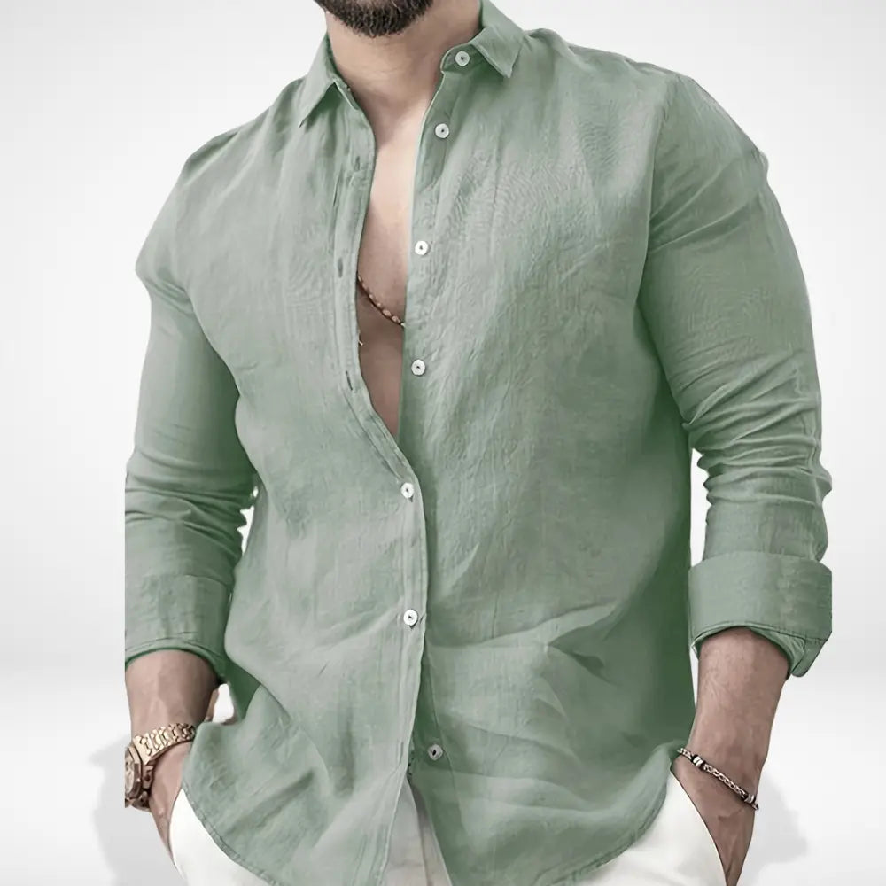 Langærmet bluse med afslappet fald og krave til mænd – Elden