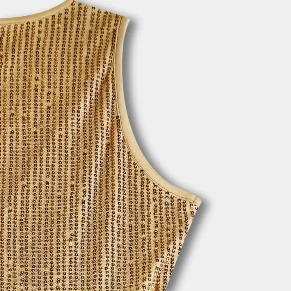 Ærmeløs jumpsuit med glitrende overflade til kvinder – Cecelia