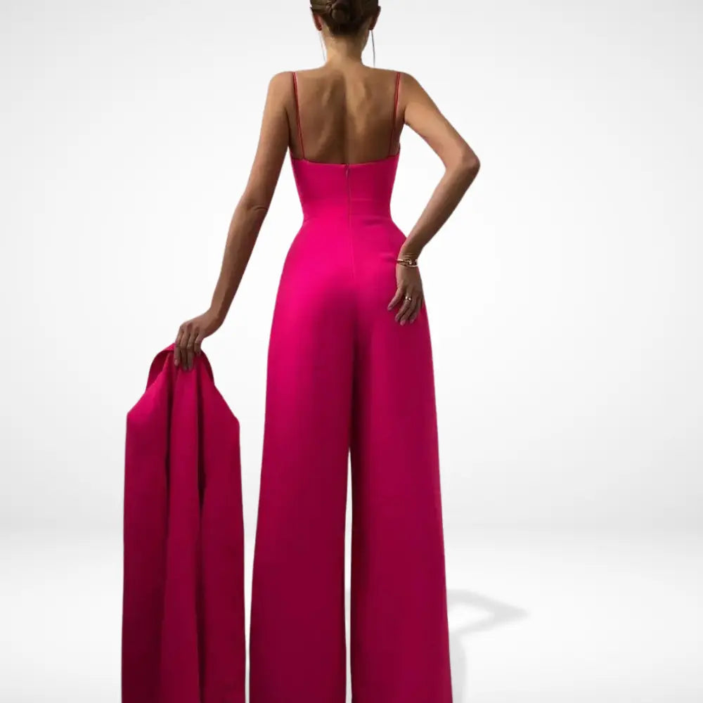 Jumpsuit med draperet overdel og vide bukseben til kvinder – Lindsay