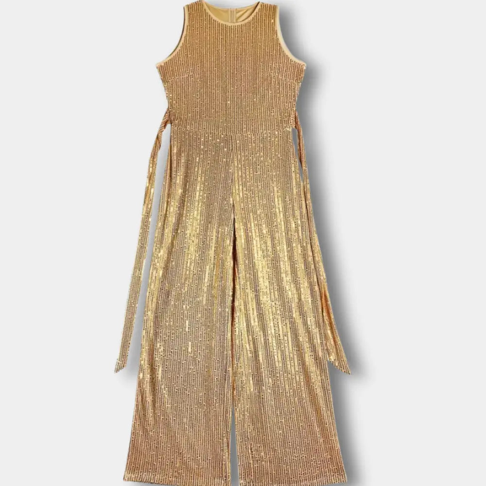 Ærmeløs jumpsuit med glitrende overflade til kvinder – Cecelia