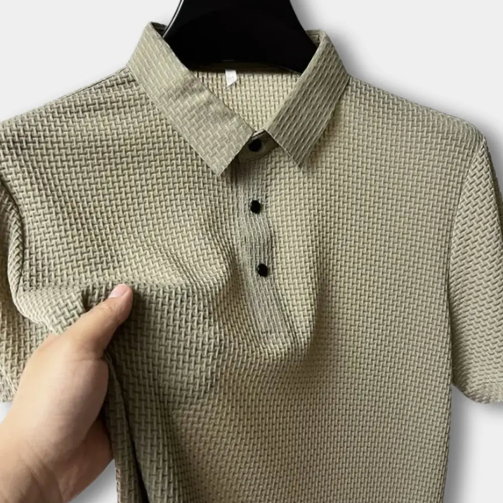 Struktureret piqué-polo med knaplukning til mænd – Kidd