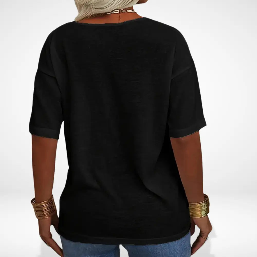 Løstsiddende T-shirt med V-udskæring til Kvinder – Elba