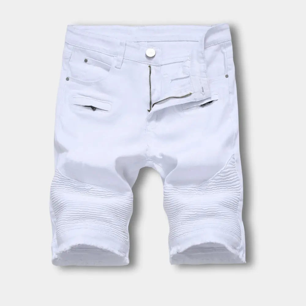 Knælange shorts med biker-detaljer til mænd – Beltran