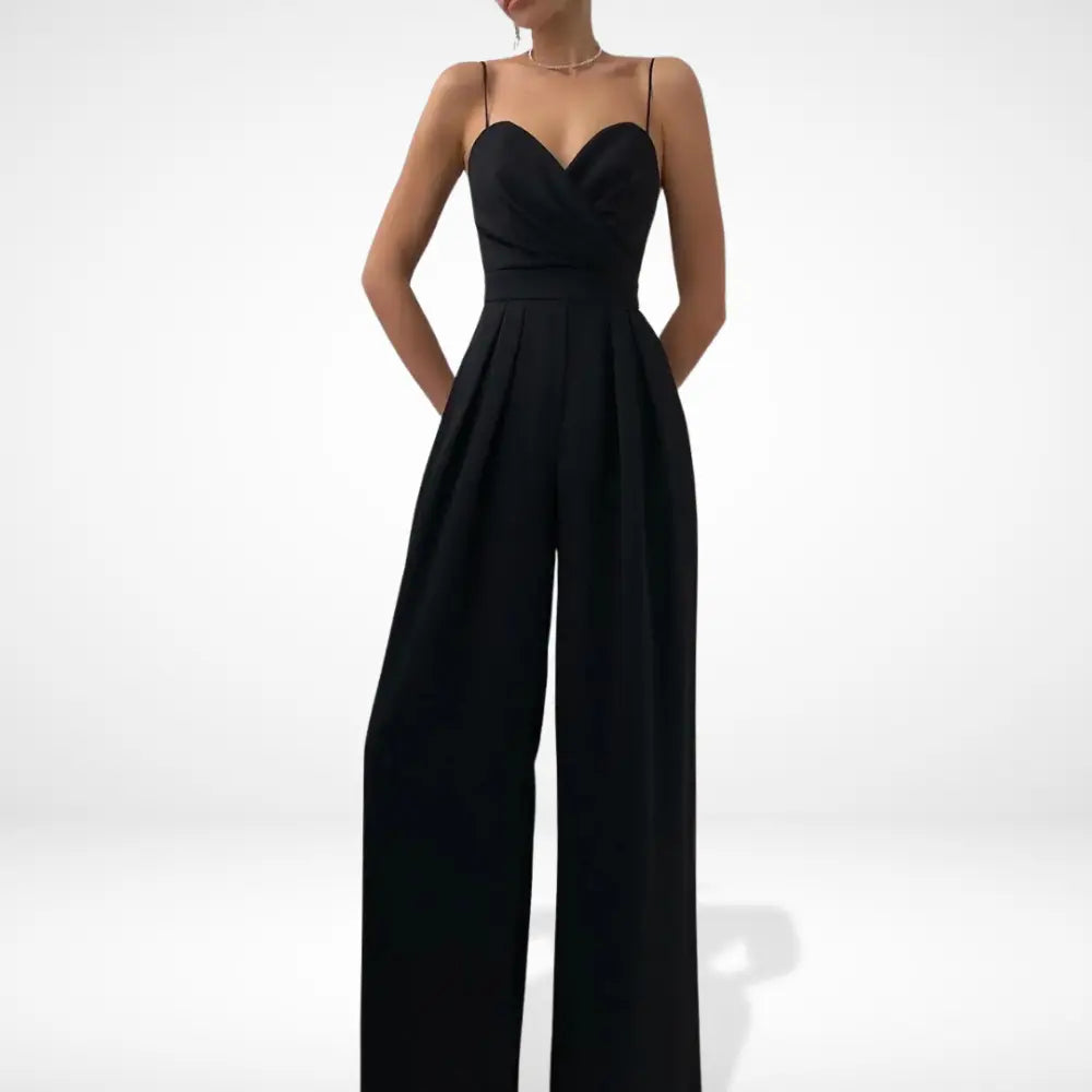 Jumpsuit med draperet overdel og vide bukseben til kvinder – Lindsay
