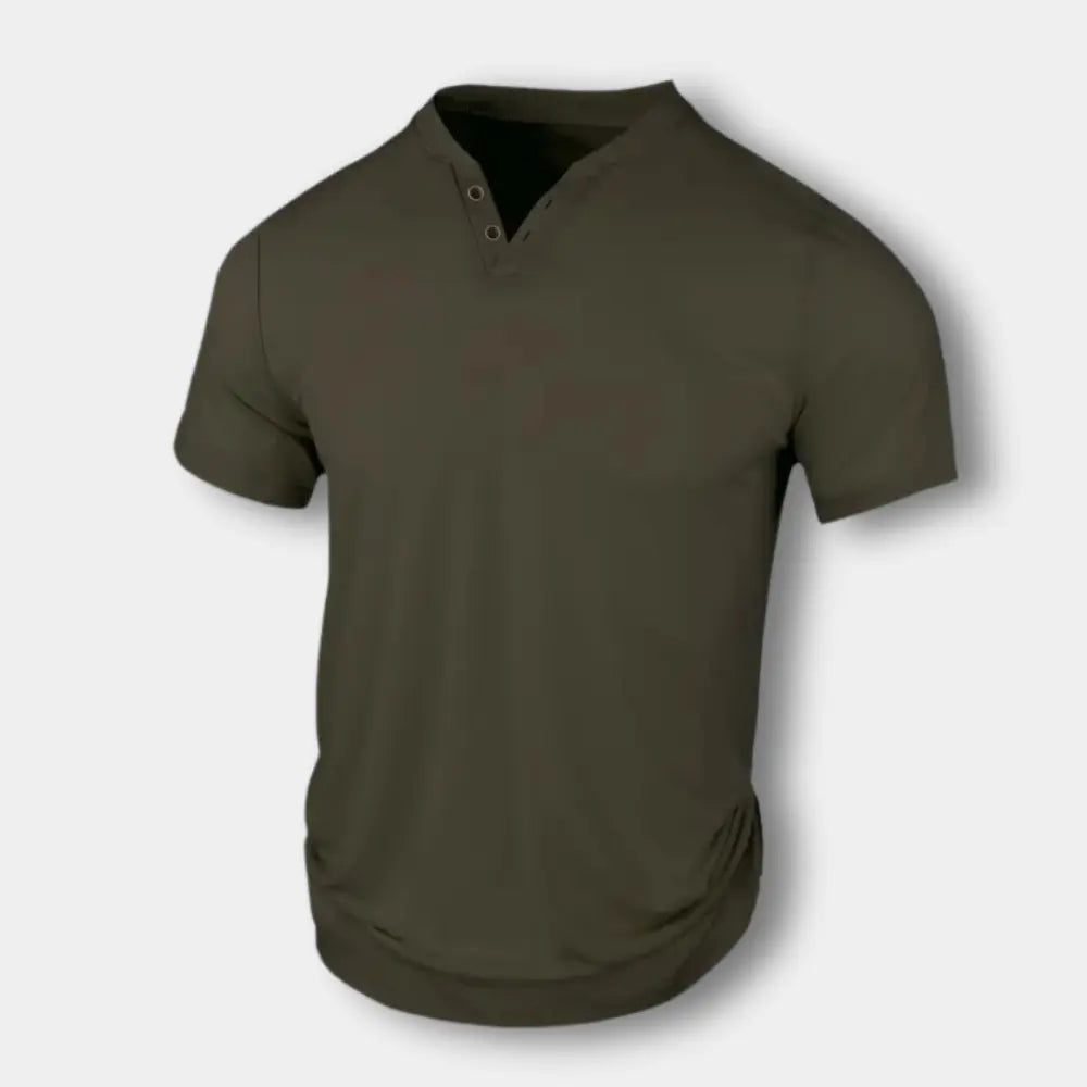 T-shirt med markeret V-hals og knapdetaljer til mænd – Morrow