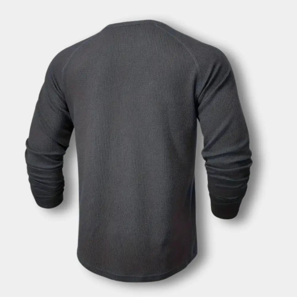 Langærmet henley med kontrastknaplukning til mænd – Santos