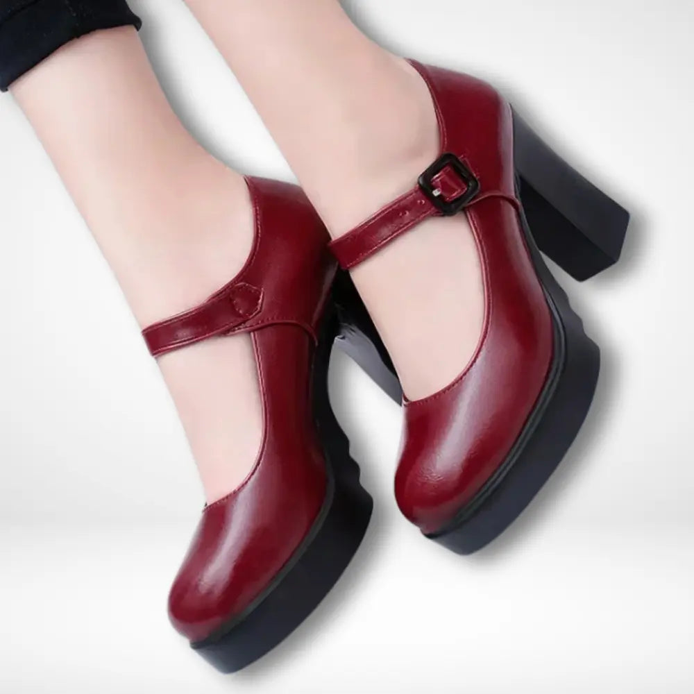 Chunky hæl designet hæle med spænde til kvinder - Dora