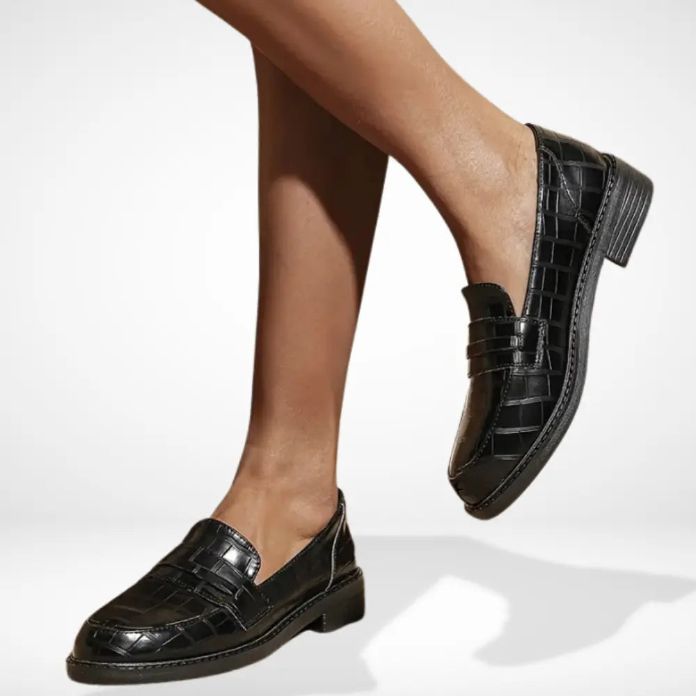 Loafers med præget mønster og lav hæl til kvinder – Erica